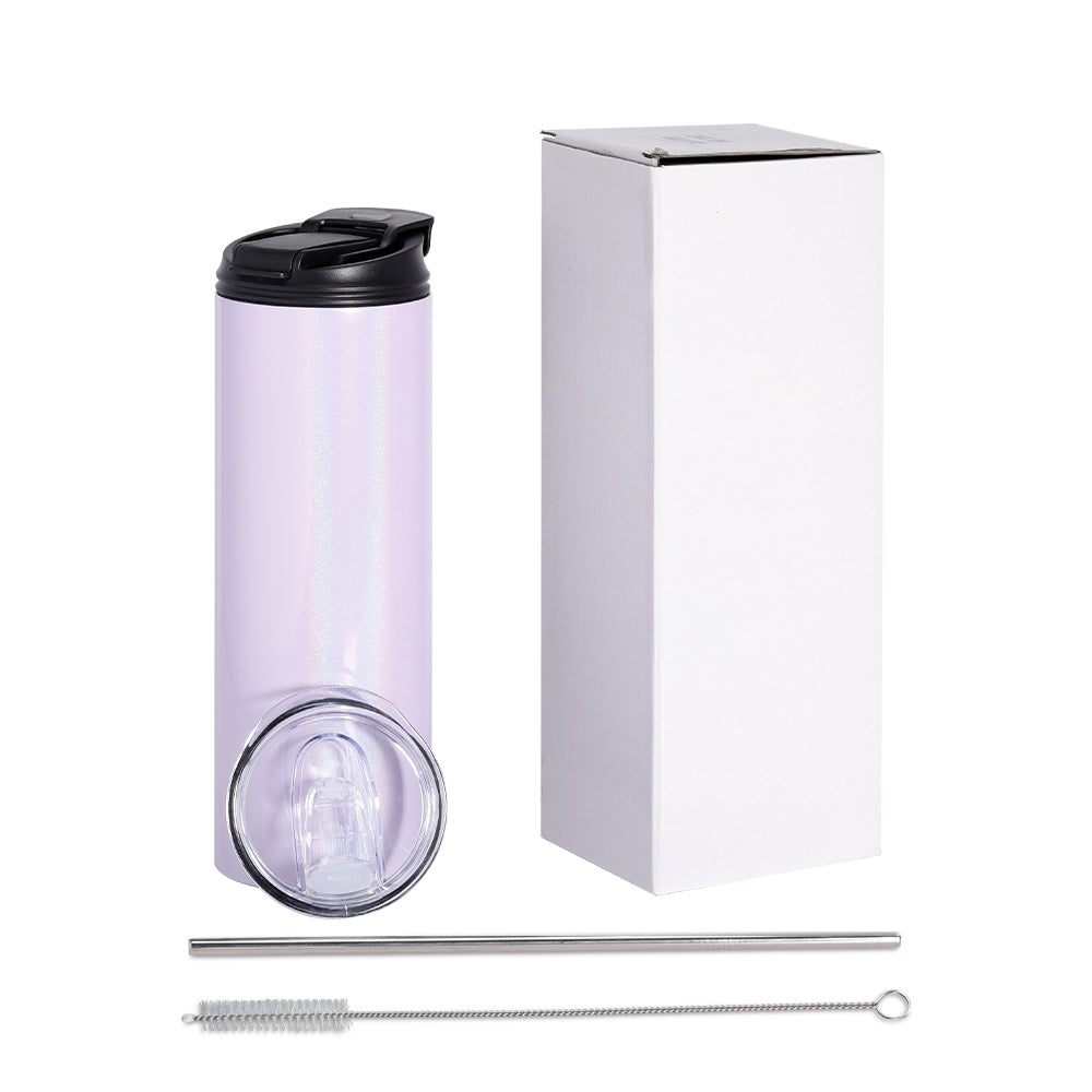 Purple Sparkle Skinny Tumbler with 2 lids and straw - 20oz