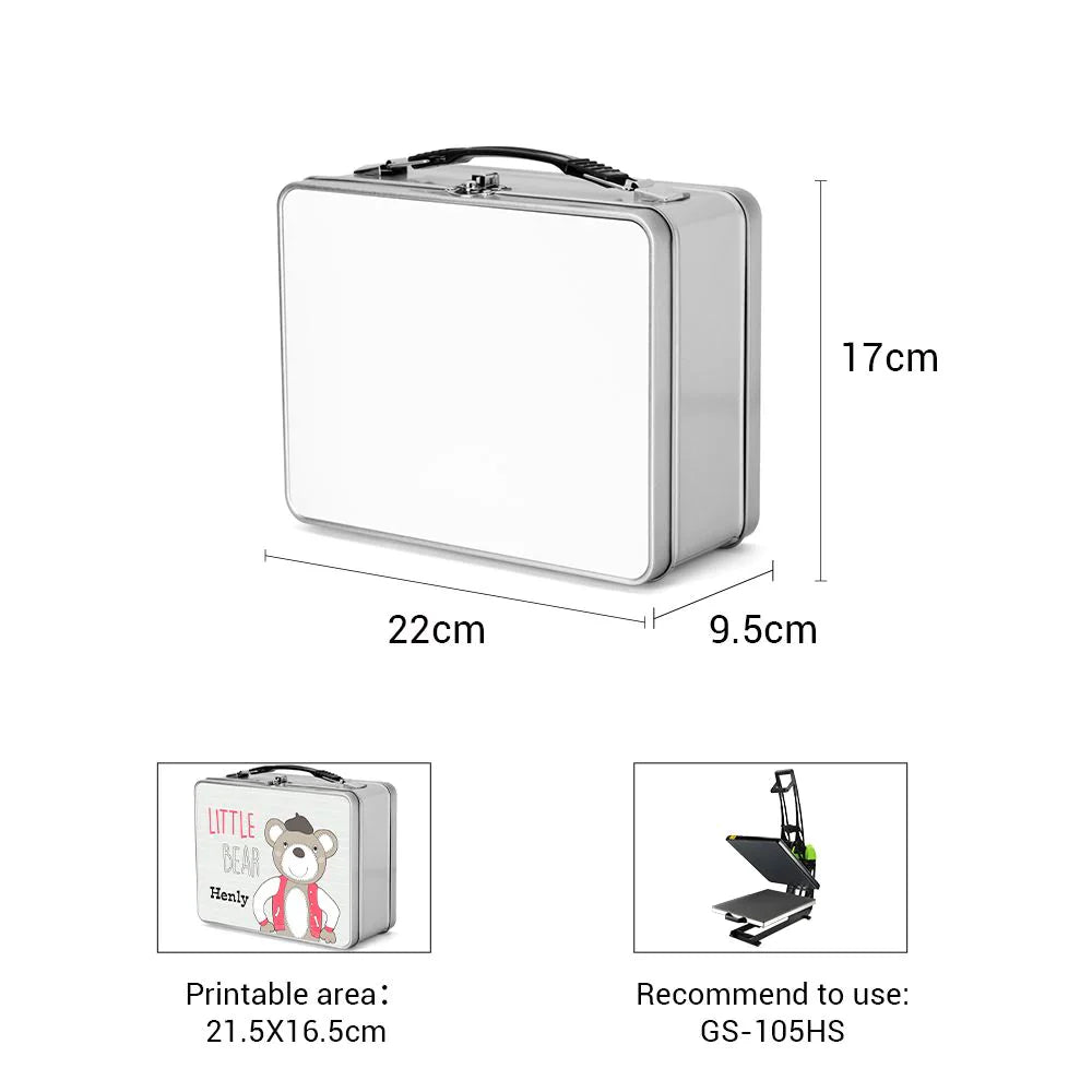 silver personalised sublimation lunch box
