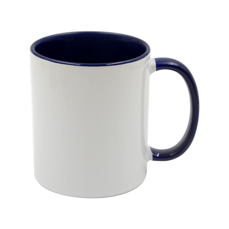 sublimation blank dark blue coloured inner and handle mug