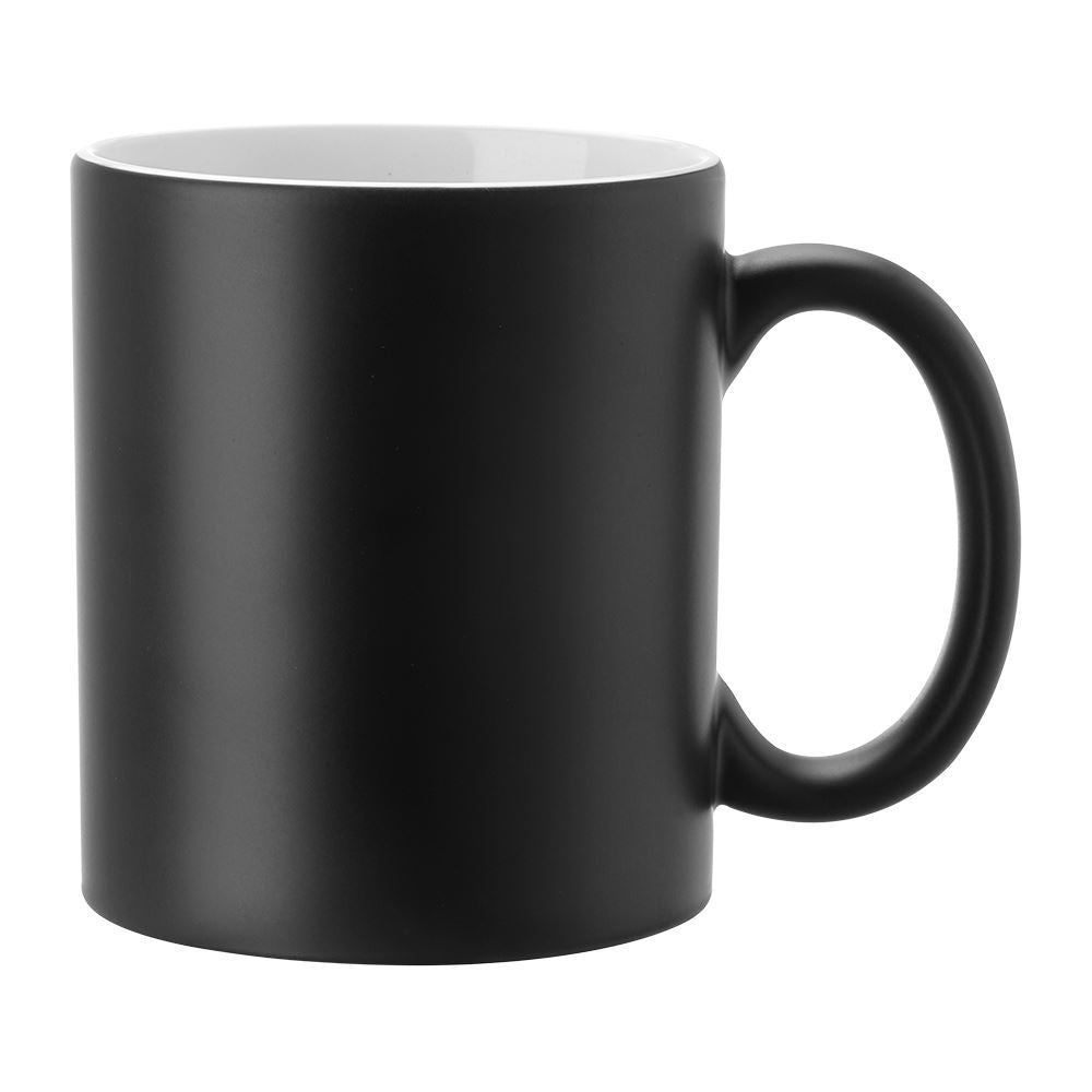 Blank black ceramic sublimation mug with handle, ideal for custom printing and laser engraving