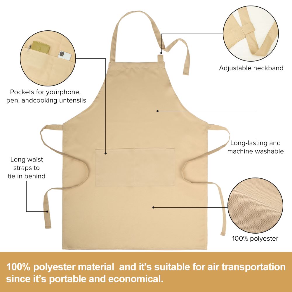 sublimation blank adults polyester apron Khaki