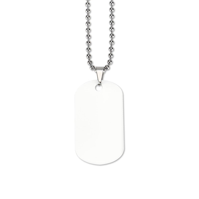 Blank aluminium ID tag with ball chain for sublimation printing or laser engraving