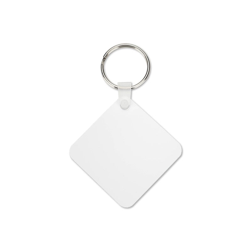 Blank square aluminium keyring for sublimation and laser engraving, isolated on white