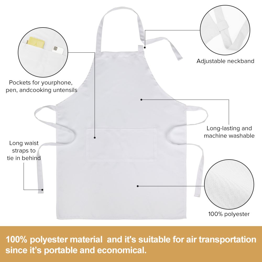 sublimation blank kids polyester apron white