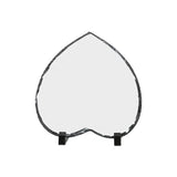 Heart-shaped rock slate blank with rough edges on a stand for sublimation or laser engraving