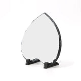 Blank heart-shaped rock slate for sublimation printing and laser engraving, on stand