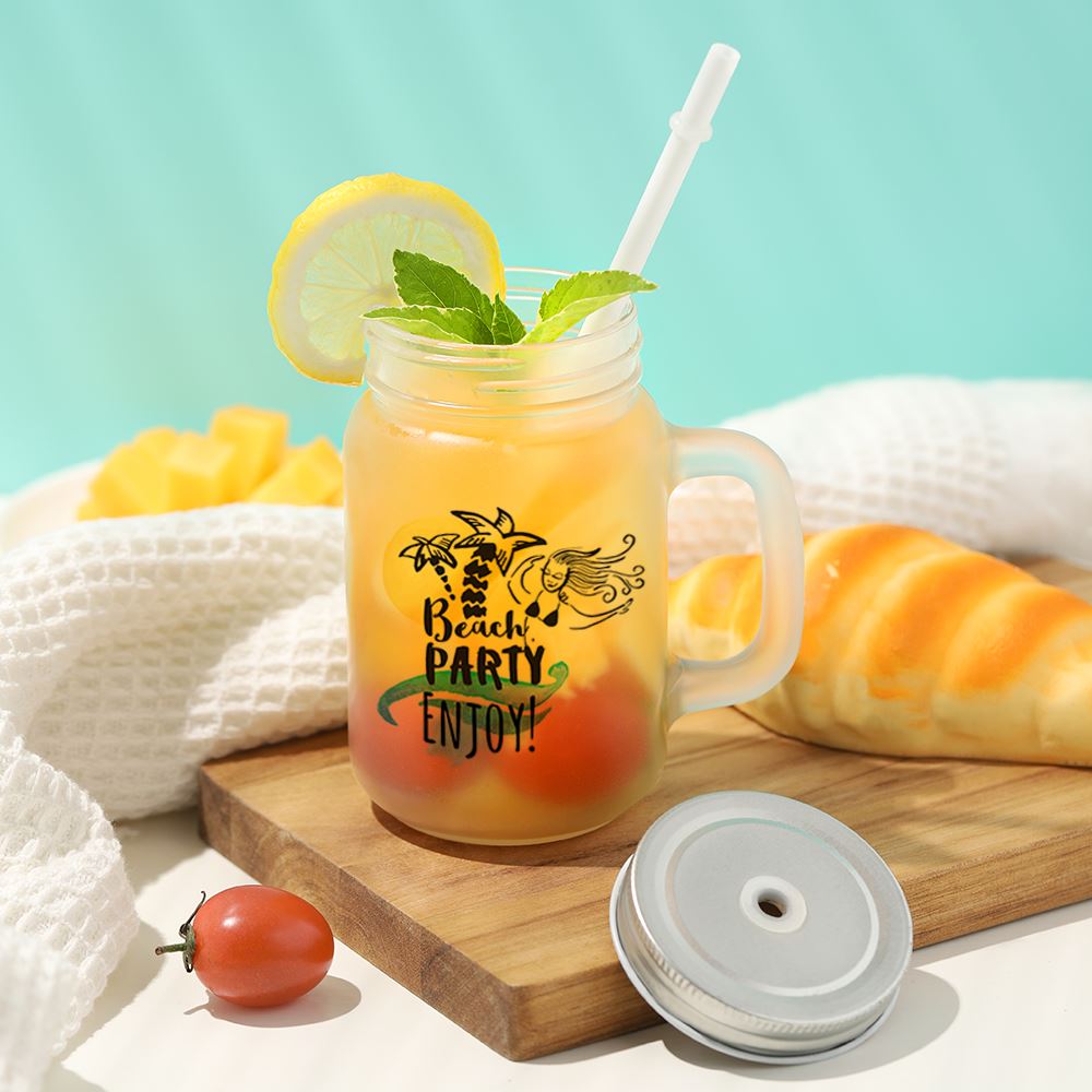 matte mason jar with straw 